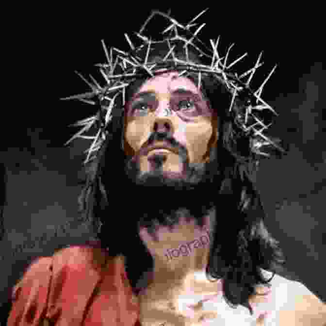 A Depiction Of Jesus Christ On The Cross, Surrounded By Darkness, With A Crown Of Thorns On His Head And Blood Trickling Down His Face, His Lips Parted In A Cry Of Thirst Seven Last Words Of Christ 5th WORD