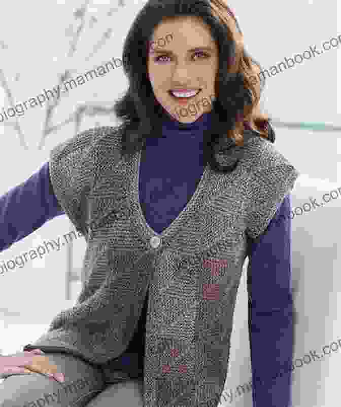 A Woman Wearing A Hand Knitted Vineyard Vest, Showcasing Its Intricate Cable Pattern And Flattering Silhouette VineYard Vest Hand Knitting Pattern