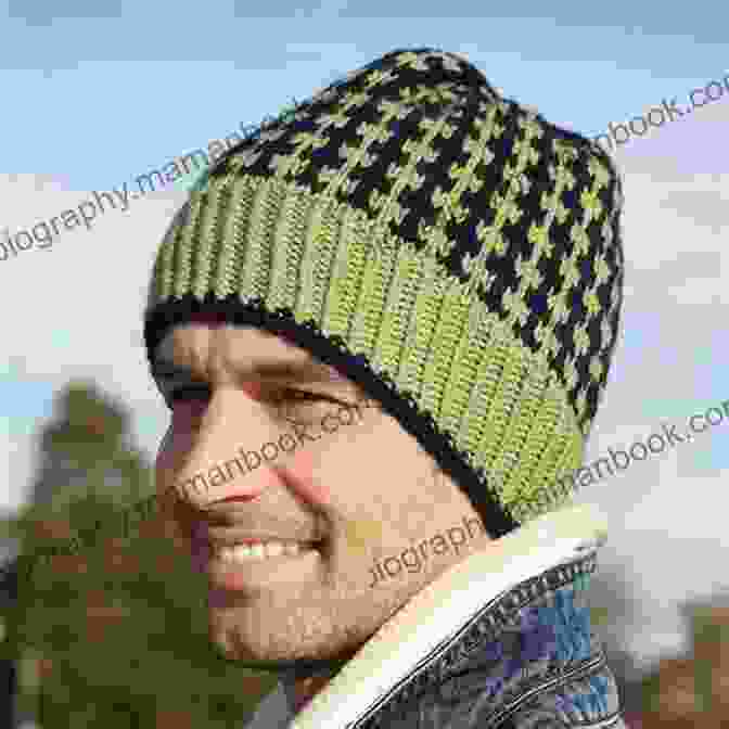 Men's Beanie Hat Knitted Using Knitting Pattern KP310 Knitting Pattern KP310 3 Mens Beanies Hats USA Terminology